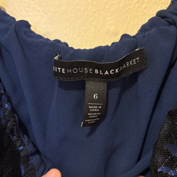 White House Black Market Navy Lace Blouse - Picture 4 of 4